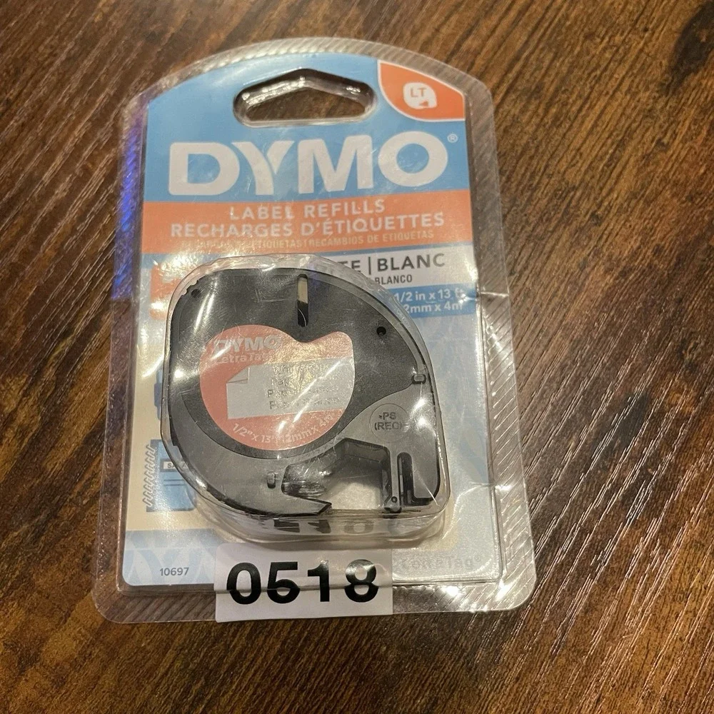 ✅DYMO LetraTag Refills 2 Pack White Paper Label Tape 12mm x 4m #️⃣0518